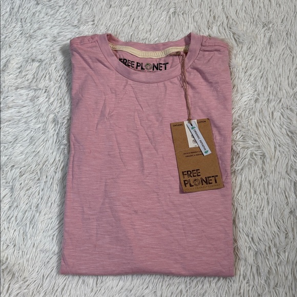 Free Planet Men’s Pink Slub Knit Crewneck T-Shirt Size Medium NWT - Picture 1 of 7